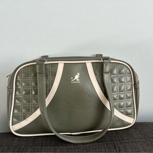 Kangol Olive Green Shoulder Bag with Cream Trim
